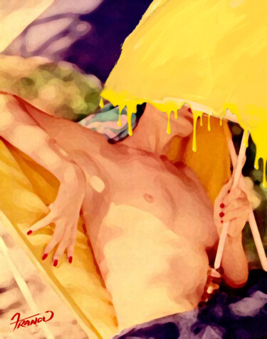 Arte digital titulada "Yellow Dripping Umb…" por Moreno Franco, Obra de arte original, Impresión digital