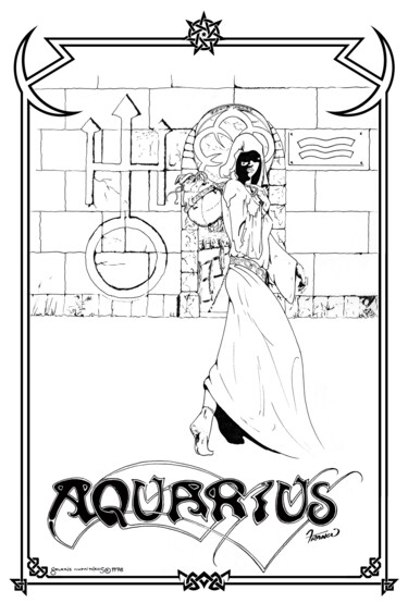 数字艺术 标题为“Aquarius Zodiac Sign” 由Moreno Franco, 原创艺术品, 墨