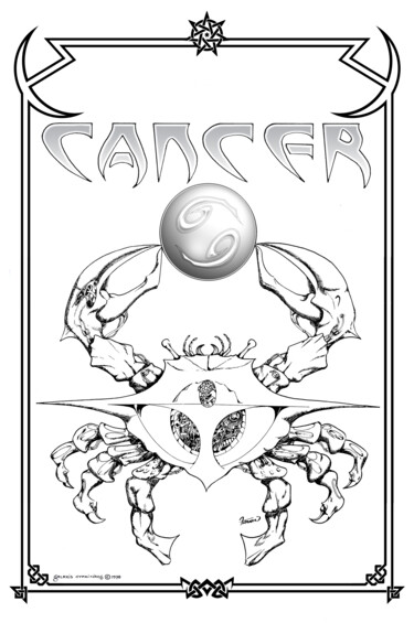 Digitale Kunst mit dem Titel "Cancer Zodiac Sign" von Moreno Franco, Original-Kunstwerk, Tinte
