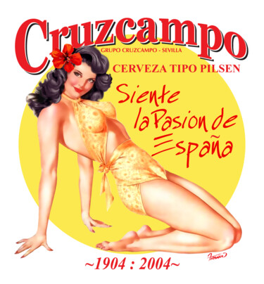 Digitale Kunst getiteld "Cruzcampo Beer Cent…" door Moreno Franco, Origineel Kunstwerk, Inkt