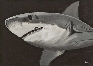 Painting titled "REQUIN" by Franck Moreno, Original Artwork, Acrylic Mounted on Wood Stretcher frame