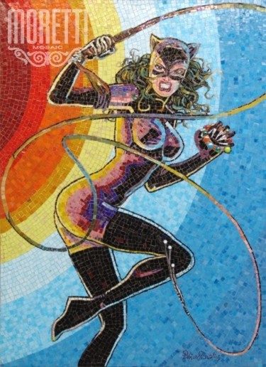 Painting titled "Cat Woman Mosaic" by Felipe Rodriguez, Original Artwork, Oil