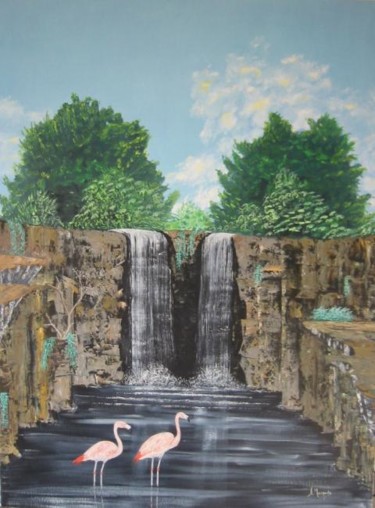 Peinture intitulée "Queda de àgua" par Morgado, Œuvre d'art originale, Huile
