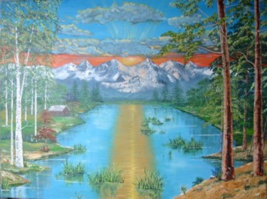 Painting titled "O pôr do sol" by Morgado, Original Artwork