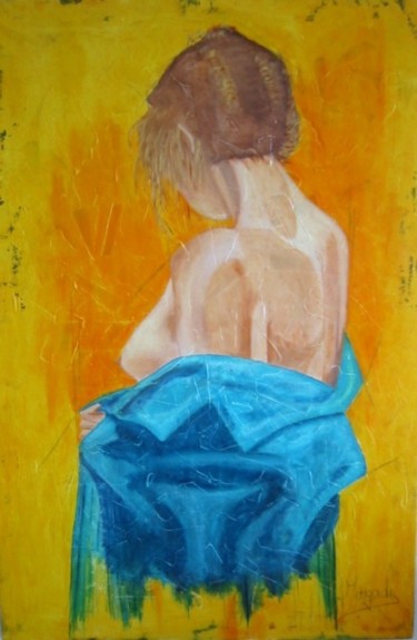 Peinture intitulée "La femme en bleu" par Morgado, Œuvre d'art originale, Huile
