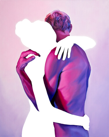 Картина под названием "Miss You" - Morgan Bisoux, Подлинное произведение искусства, Масло Установлен на Деревянная рама для…