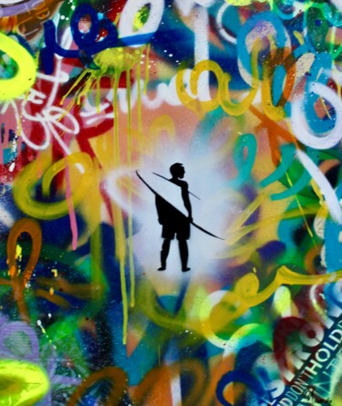 Картина под названием "Urban Rider 2" - Morgan Bouton, Подлинное произведение искусства, Рисунок распылителем краски