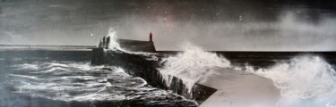 Pintura titulada "Phare dans la tempê…" por Morgan Bouton, Obra de arte original, Pintura al aerosol