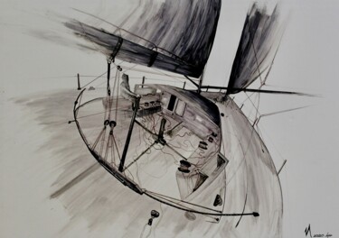 Desenho intitulada "White skipper 1" por Morgan Bouton, Obras de arte originais, Marcador