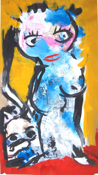Картина под названием "011 2 couple jaune…" - Morgan Merrheim, Подлинное произведение искусства, Масло