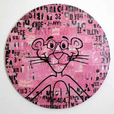 Collages intitolato "The Pink Panther &…" da Morgan Paslier, Opera d'arte originale, Acrilico