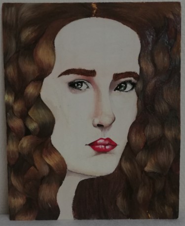 Painting titled "La femme aux yeux v…" by Morgane Galantin, Original Artwork, Oil