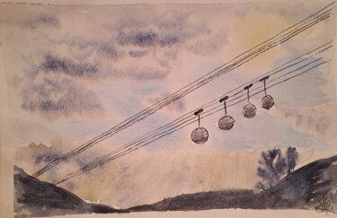 Painting titled "Les bulles de Greno…" by Morgane Mlynarczyk, Original Artwork, Watercolor