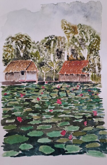 Schilderij getiteld "Rio Dulce, Guatemala" door Morgane Mlynarczyk, Origineel Kunstwerk, Aquarel