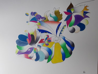 Dessin intitulée "Bubbely" par Mo Wei, Œuvre d'art originale, Marqueur