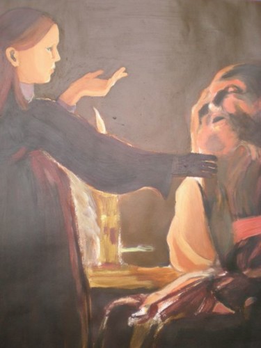 Peinture intitulée "Apparition de l'Ange" par Morgane A., Œuvre d'art originale