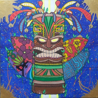 Painting titled "Totem/ Tiki stellai…" by Morgann Furon, Original Artwork, Acrylic