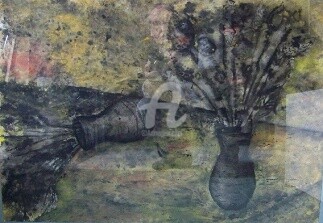 Painting titled "Fleur gâchée" by Morganv6, Original Artwork, Oil