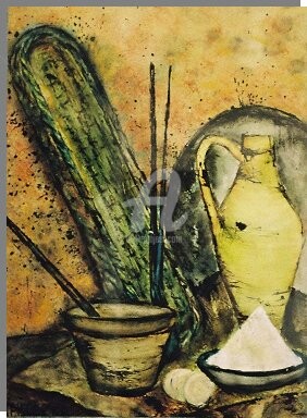 Peinture intitulée "Nature morte au pain" par Morganv6, Œuvre d'art originale, Huile