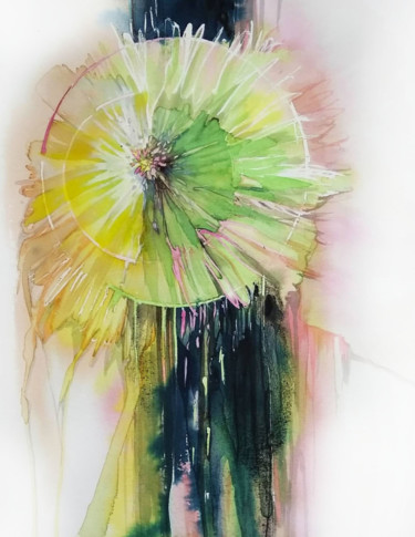 Peinture intitulée "абстрактный цветок" par Irina Morgunova, Œuvre d'art originale, Aquarelle