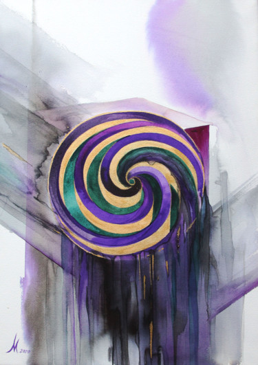 Картина под названием "золотая спираль" - Ирина Моргунова, Подлинное произведение искусства, Акварель