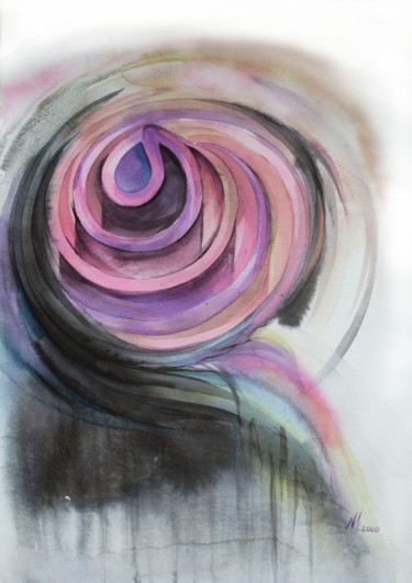 Peinture intitulée "розовая спираль" par Irina Morgunova, Œuvre d'art originale, Aquarelle