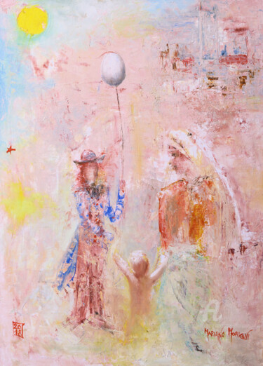 Pittura intitolato "la Fiera di San Roc…" da Mariano Moriconi, Opera d'arte originale, Olio