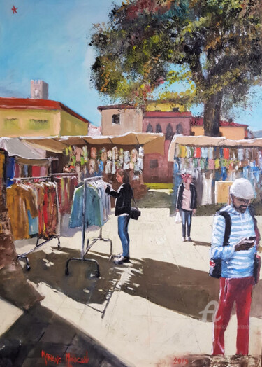 Painting titled "mercato" by Mariano Moriconi, Original Artwork