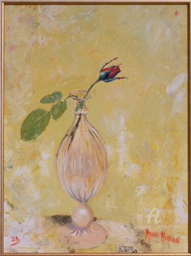 Pittura intitolato "Red  rose" da Mariano Moriconi, Opera d'arte originale, Olio