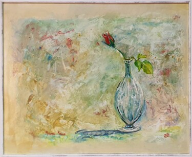 Painting titled "red rose 2" by Mariano Moriconi, Original Artwork, Oil
