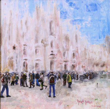 Painting titled "Piazza Duomo" by Mariano Moriconi, Original Artwork, Oil