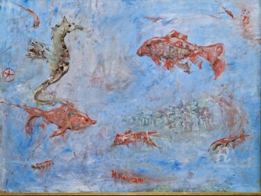 Malerei mit dem Titel "Atlantide" von Mariano Moriconi, Original-Kunstwerk, Öl
