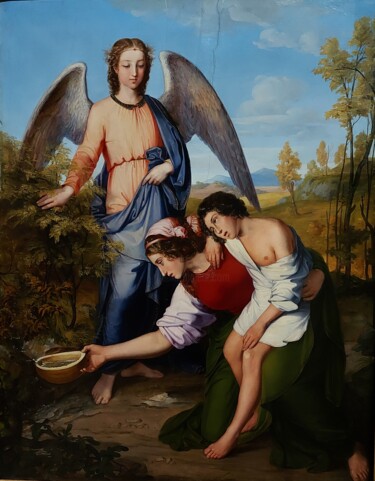 Pintura intitulada "Le sauvetage d'Agar…" por Moritz-Daniel Oppenheim, Obras de arte originais, Óleo
