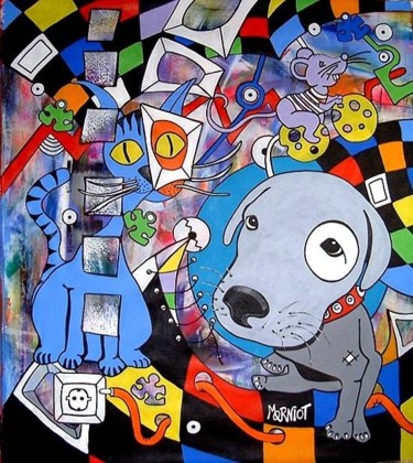 Malerei mit dem Titel "Knuffeldog" von Morniot, Original-Kunstwerk