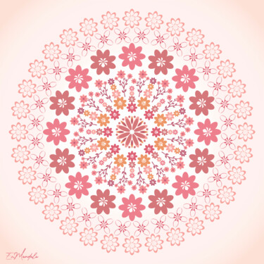 Artes digitais intitulada "Mandala Rose" por Emmanuelle Moreau, Obras de arte originais, Trabalho Digital 2D