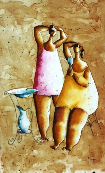 Schilderij getiteld "China&Caffè - Moros…" door Luciano Morosi 1930 - 1994, Origineel Kunstwerk, Olie