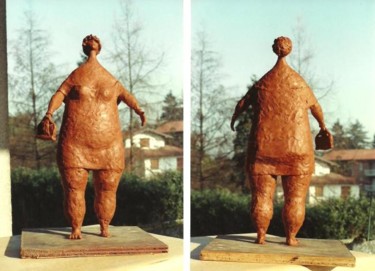 Sculptuur getiteld "Donna" door Luciano Morosi 1930 - 1994, Origineel Kunstwerk, Metalen