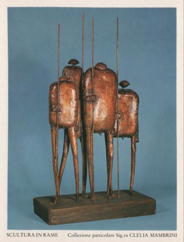 「Scultura in Rame」というタイトルの彫刻 Luciano Morosi 1930 - 1994によって, オリジナルのアートワーク, 金属