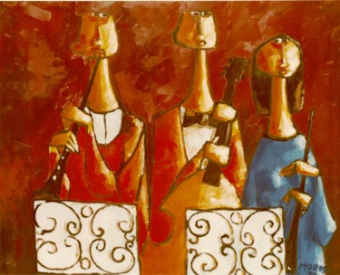 Painting titled "minueto em la menor" by Luciano Morosi 1930 - 1994, Original Artwork, Oil