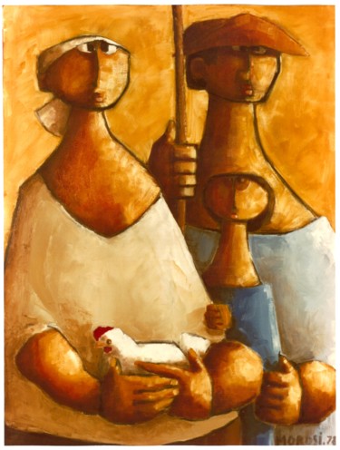 Painting titled "familhas de pernamb…" by Luciano Morosi 1930 - 1994, Original Artwork, Oil
