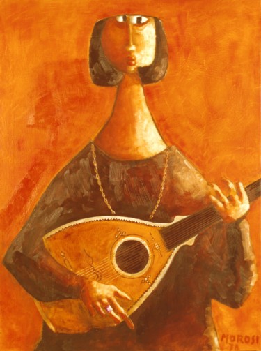 Painting titled "tocando a citra." by Luciano Morosi 1930 - 1994, Original Artwork, Oil