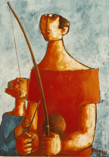 Painting titled "Aldemar do birimbao" by Luciano Morosi 1930 - 1994, Original Artwork, Oil