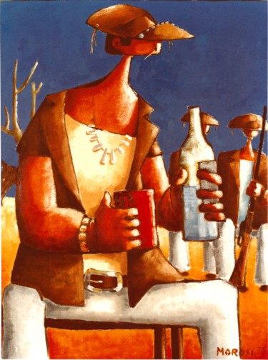 Pittura intitolato "Cangaceiros" da Luciano Morosi 1930 - 1994, Opera d'arte originale