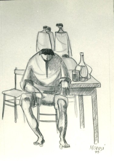 Drawing titled "Bozzetto a matita" by Luciano Morosi 1930 - 1994, Original Artwork