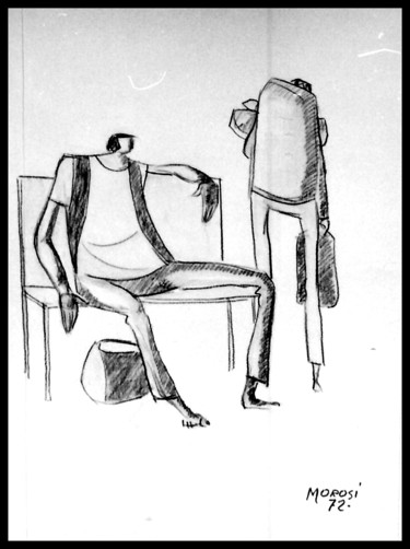 Disegno intitolato "Schizzo a matita Mo…" da Luciano Morosi 1930 - 1994, Opera d'arte originale