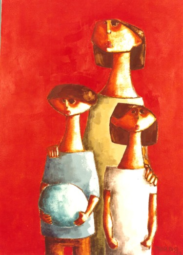 Peinture intitulée "Bambini" par Luciano Morosi 1930 - 1994, Œuvre d'art originale