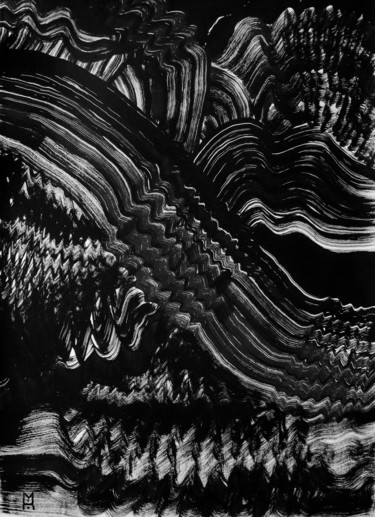 Ondes - 1 original abstract art Painting titled "Ondes - 1 origina…" by Moro Sphinx, Original Art, Ink