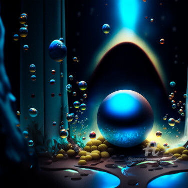 Digital Arts titled ""JAVA BLUE PEARL!" by Morten Klementsen, Original Artwork, Digital Painting