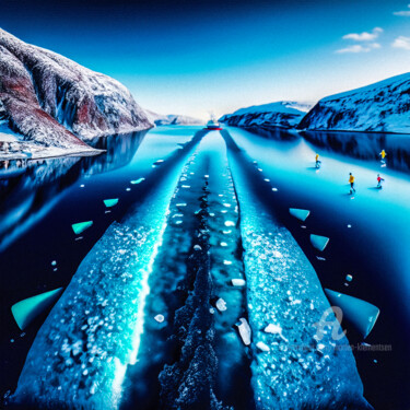 Digital Arts titled ""ICE IN THE FJORD"" by Morten Klementsen, Original Artwork, Digital Painting
