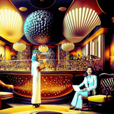 Arte digitale intitolato "INTL LADIES HOTELS…" da Morten Klementsen, Opera d'arte originale, Immagine generata dall'IA